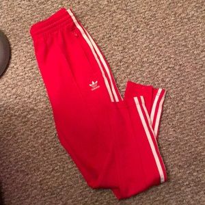 Adidas red women’s track pants
